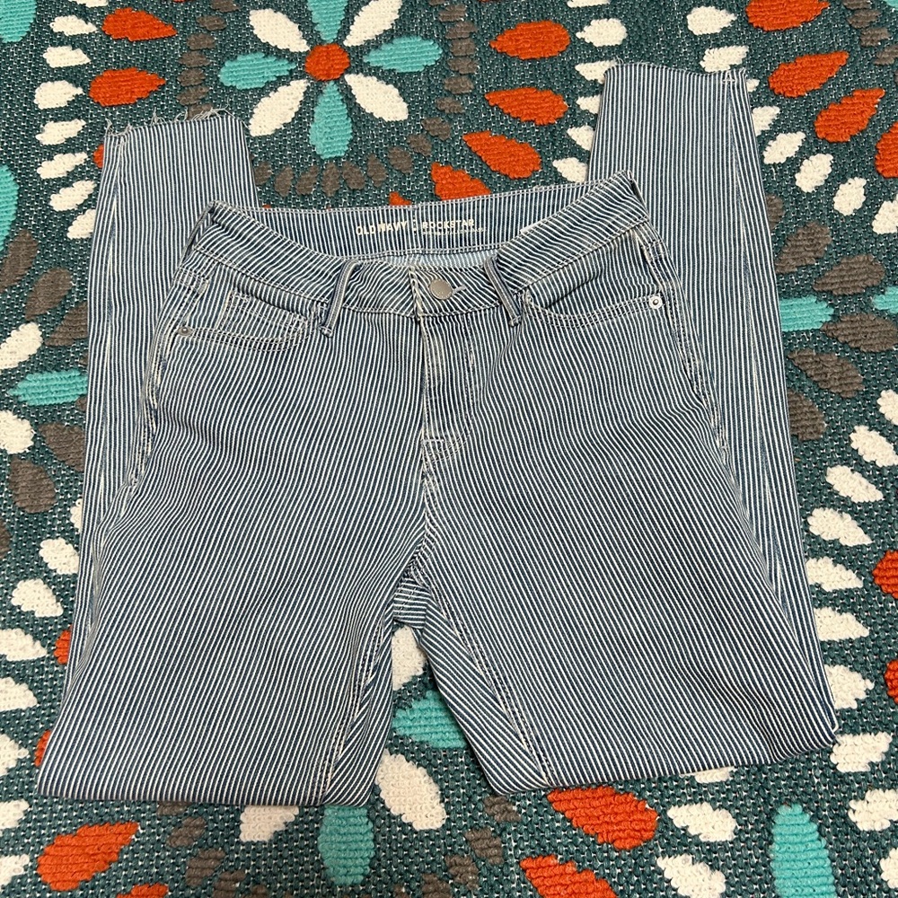 Old Navy Rockstar Slim Fit Striped Embroidered Jeans Size 0